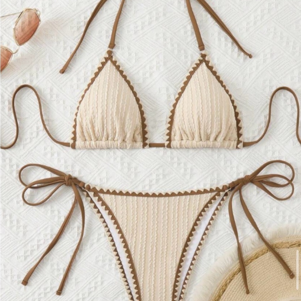 Elegant Cream and Tan Bikini Set